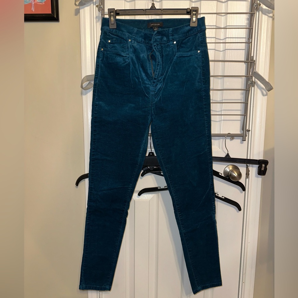 Ann Taylor Teal Corduroy/Velvet Trousers - Picture 3 of 8
